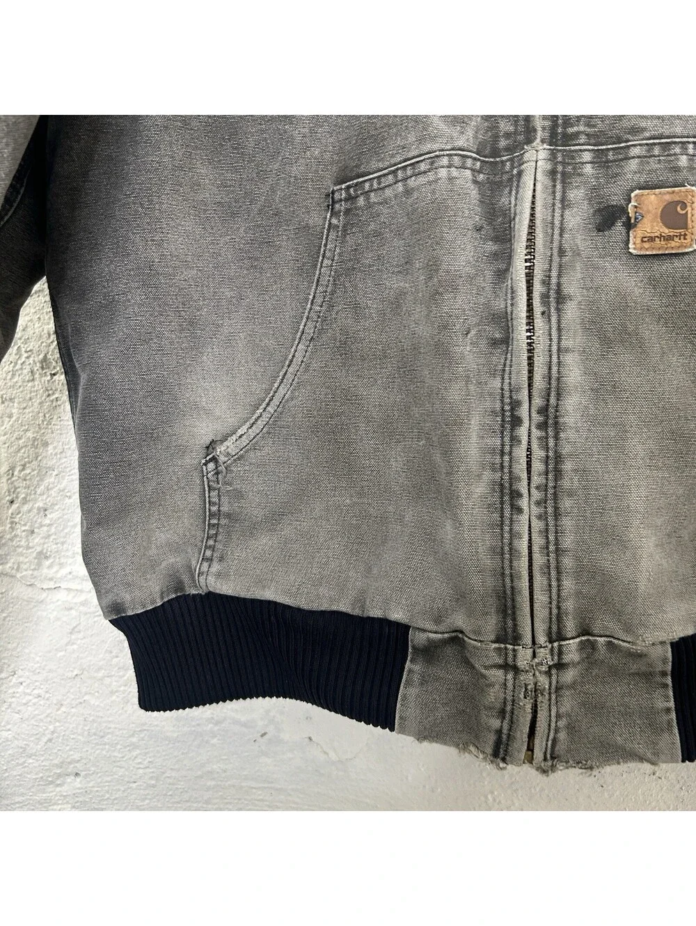 Vintage Faded Carhartt Quilted Hooded Active Jacket “Black”